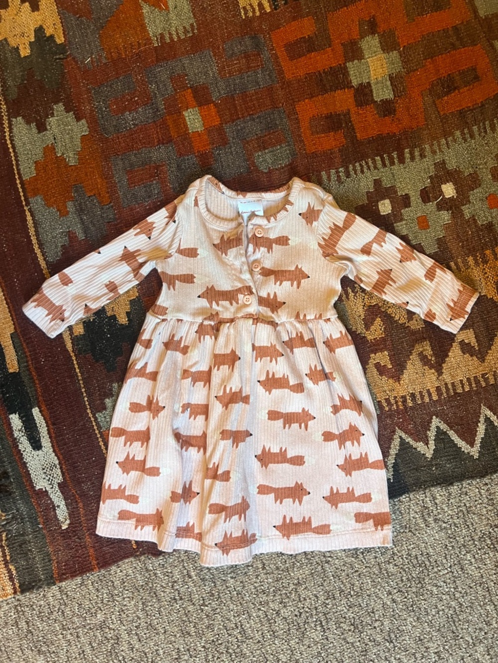 Hanna Andersson Pink Fox Dress, 6-12 mon/70cm